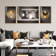 TRANH TREO PHÒNG KHÁCH HIỆN ĐẠI TRỪU TƯỢNG - TRANH GHÉP BỘ 3 BỨC | MÃ H-219