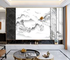 TRANH VẢI DÁN TƯỜNG 3D PHÒNG KHÁCH - TRANH DÁN TƯỜNG HIỆN ĐẠI | MÃ HH-093