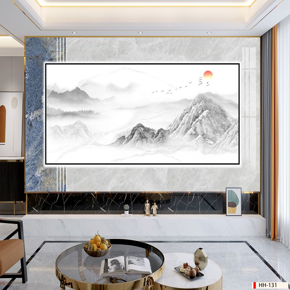 TRANH PVC ỐP TƯỜNG - VÁCH TRANG TRÍ QUẦY LỄ TÂN - TRANH VÂN ĐÁ PHONG CẢNH | MÃ HH-131