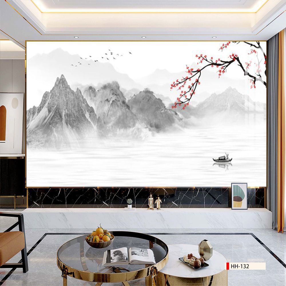 TRANH PVC ỐP TƯỜNG - VÁCH TRANG TRÍ QUẦY LỄ TÂN - TRANH VÂN ĐÁ PHONG CẢNH | MÃ HH-132