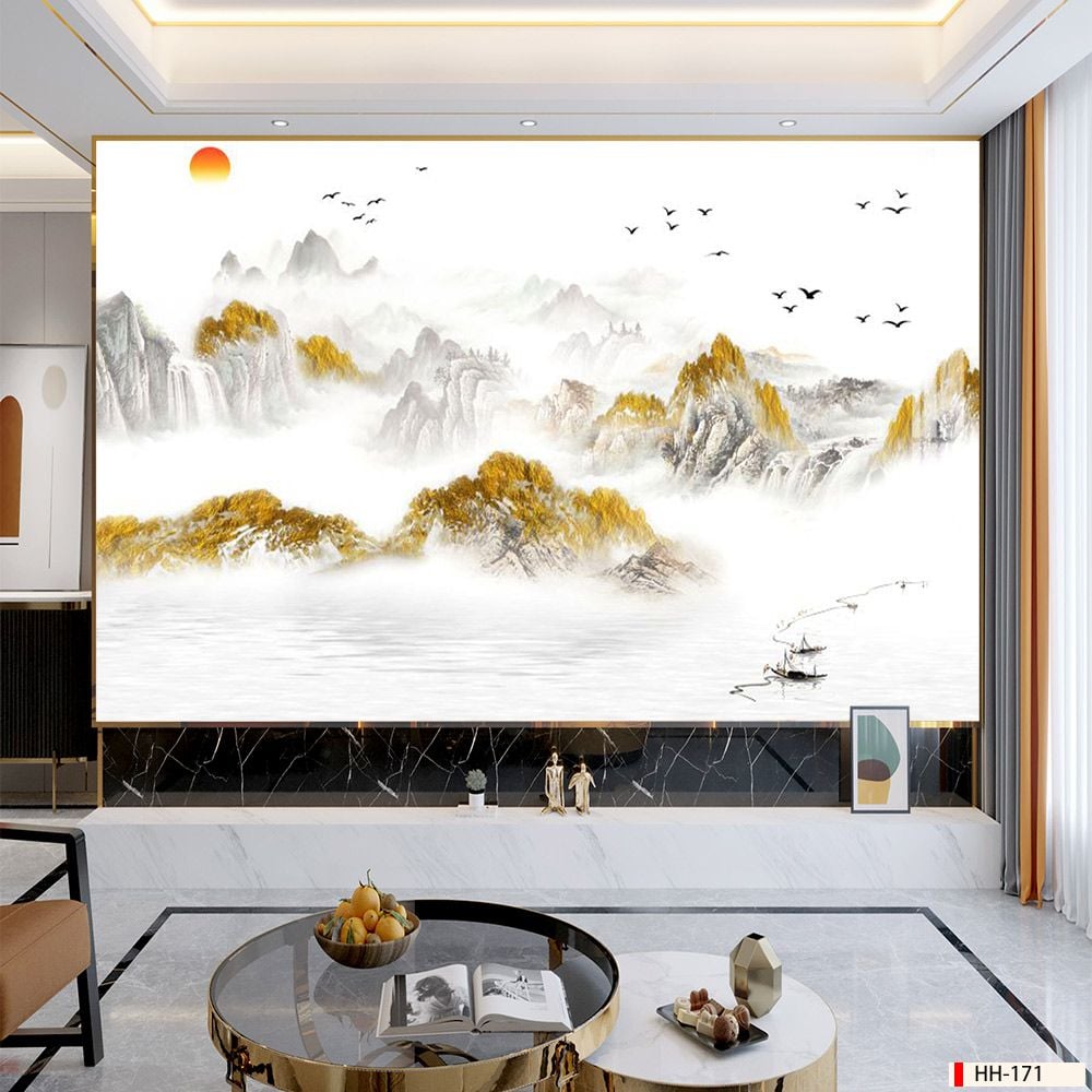 TRANH PVC ỐP TƯỜNG - VÁCH TRANG TRÍ PHÒNG KHÁCH - TRANH VÂN ĐÁ PHONG CẢNH | MÃ HH-171