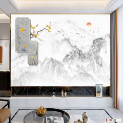 TRANH PVC ỐP TƯỜNG - VÁCH TRANG TRÍ PHÒNG KHÁCH - TRANH VÂN ĐÁ PHONG CẢNH | MÃ HH-175