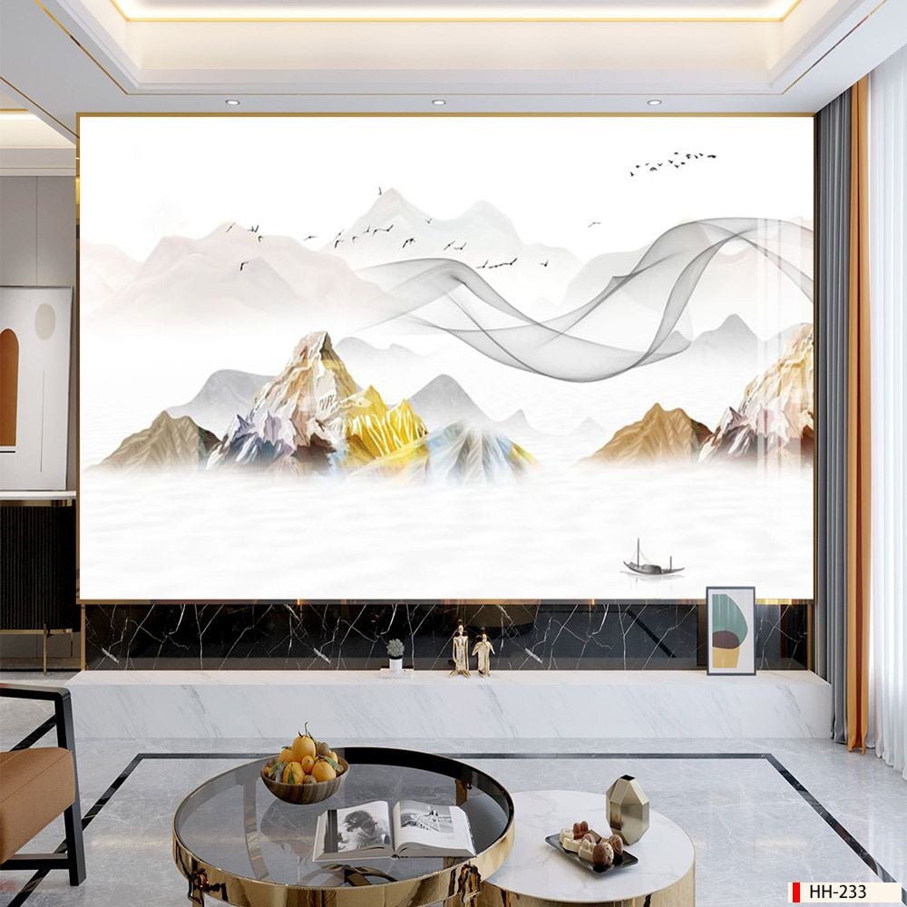 TRANH PVC ỐP TƯỜNG - VÁCH TRANG TRÍ PHÒNG KHÁCH - TRANH VÂN ĐÁ PHONG CẢNH | MÃ HH-233