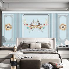 TRANH VẢI DÁN TƯỜNG 3D PHÒNG KHÁCH - TRANH VẢI TÂN CỔ ĐIỂN | MÃ HH-273