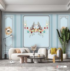 TRANH VẢI DÁN TƯỜNG 3D PHÒNG KHÁCH - TRANH VẢI TÂN CỔ ĐIỂN | MÃ HH-273