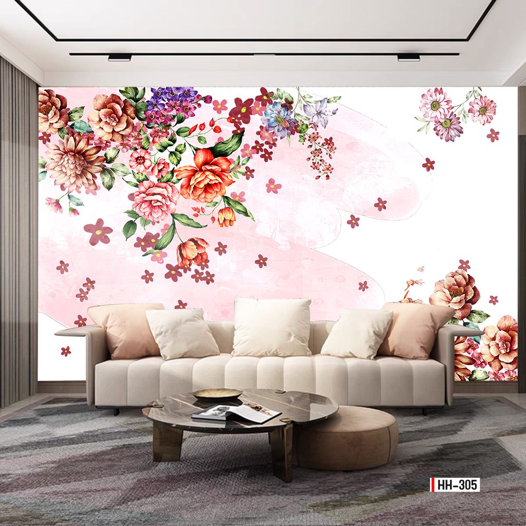 TRANH VẢI DÁN TƯỜNG 3D PHÒNG KHÁCH, NHÀ HÀNG, KHÁCH SẠN - TRANH HOA 3D | MÃ HH-305
