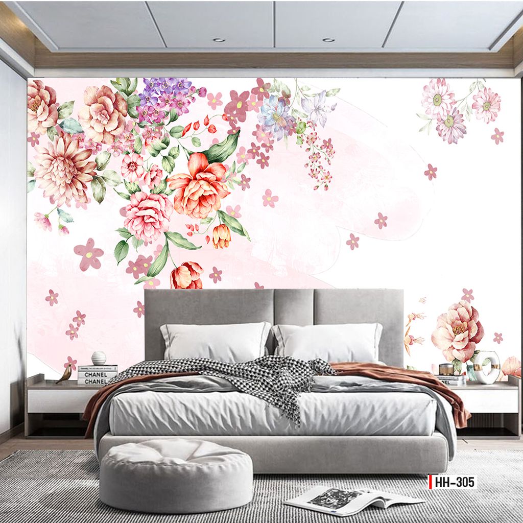 TRANH VẢI DÁN TƯỜNG 3D PHÒNG KHÁCH, NHÀ HÀNG, KHÁCH SẠN - TRANH HOA 3D | MÃ HH-305