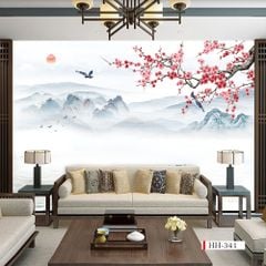 TRANH VẢI DÁN TƯỜNG 3D PHÒNG KHÁCH - TRANH HOA 3D | MÃ HH-341