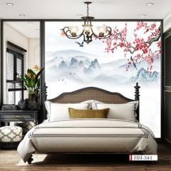 TRANH VẢI DÁN TƯỜNG 3D PHÒNG KHÁCH - TRANH HOA 3D | MÃ HH-341