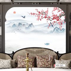TRANH VẢI DÁN TƯỜNG 3D PHÒNG KHÁCH - TRANH HOA 3D | MÃ HH-341