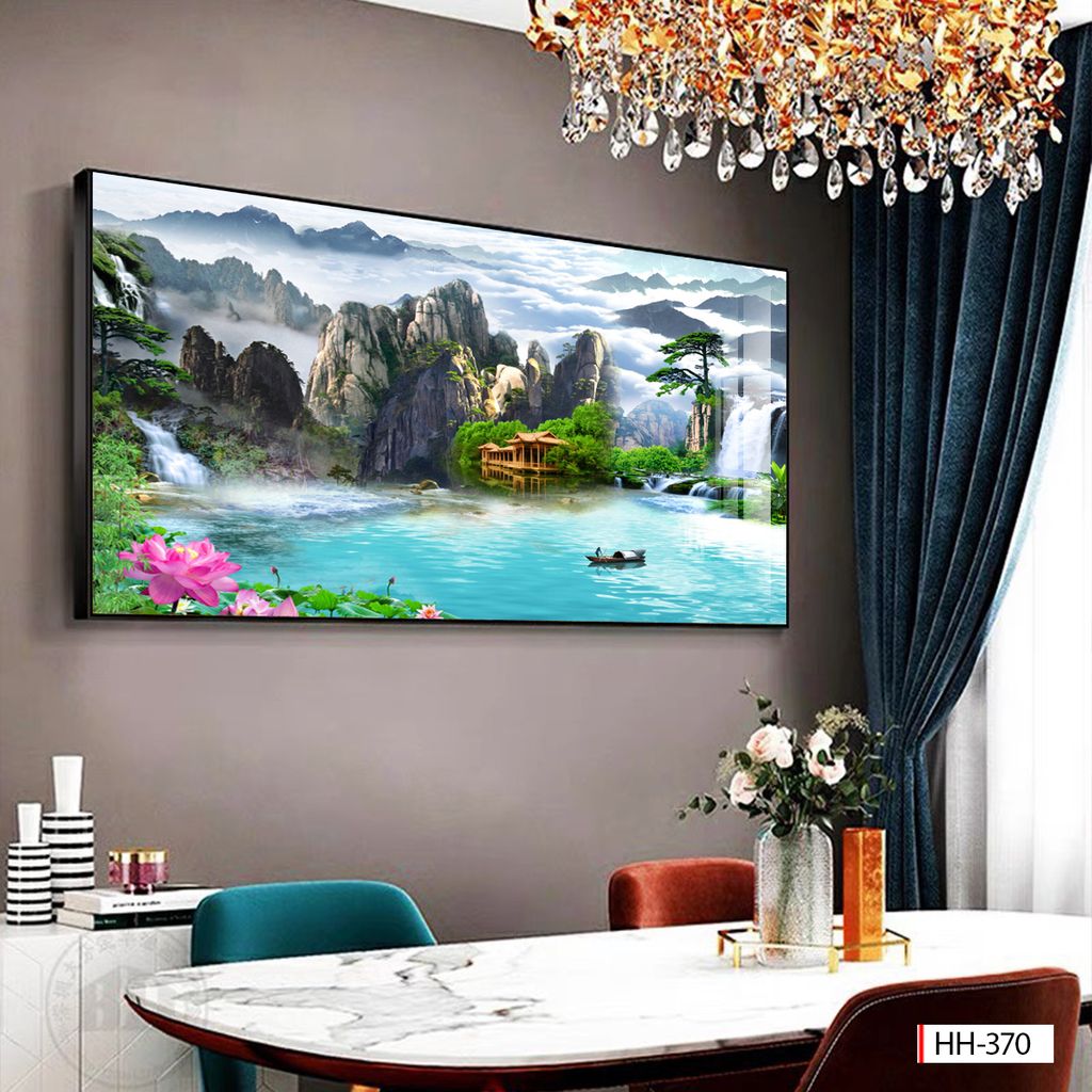 BST74 - TRANH TREO TƯỜNG - TRANG TRÍ PHÒNG KHÁCH - CHỦ ĐỀ SƠN THỦY HỮU TÌNH - KHỔ LỚN