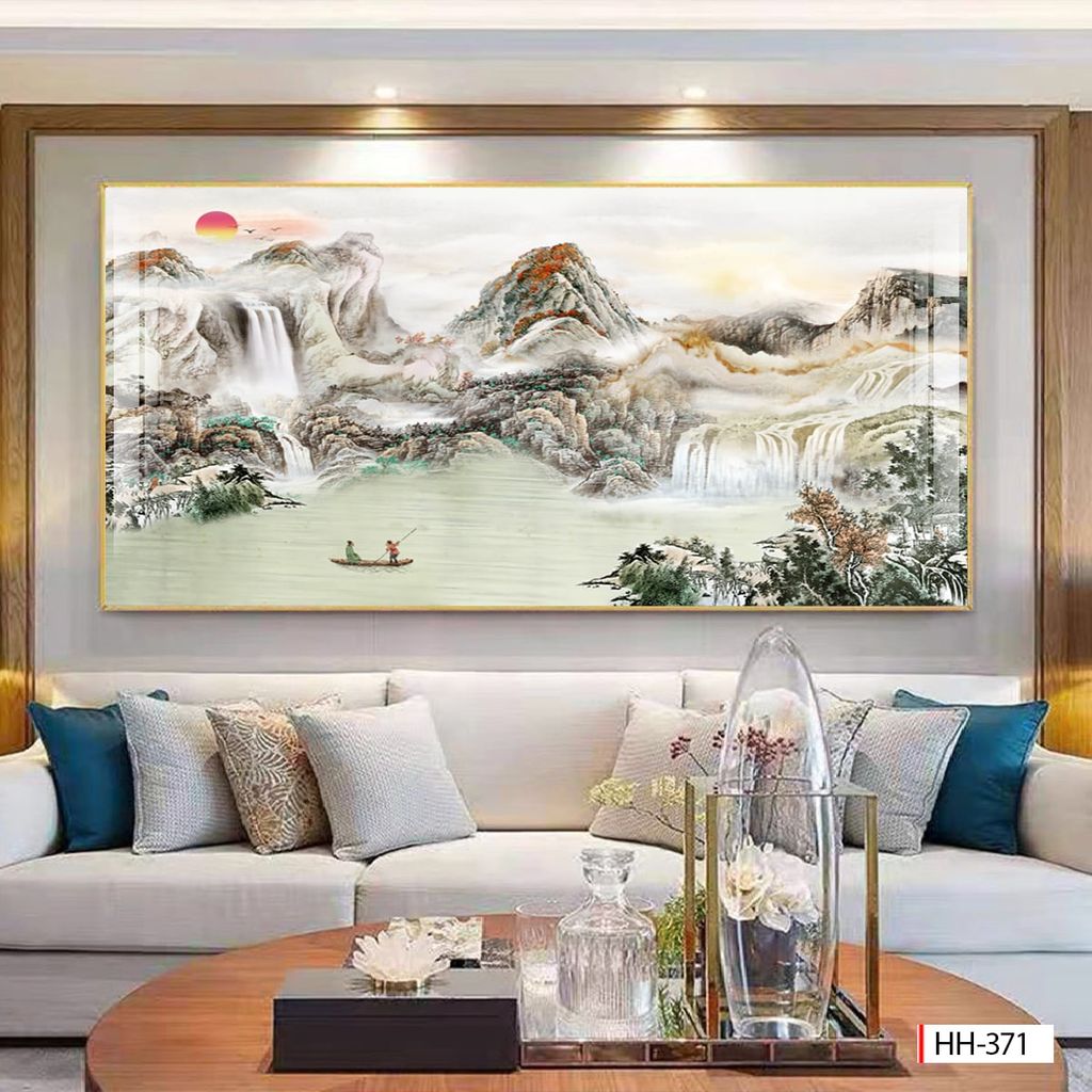 BST74 - TRANH TREO TƯỜNG - TRANG TRÍ PHÒNG KHÁCH - CHỦ ĐỀ SƠN THỦY HỮU TÌNH - KHỔ LỚN
