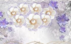 TRANH VẢI DÁN TƯỜNG 3D PHÒNG KHÁCH - TRANH HOA 3D | MÃ HOA3D-04