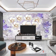 TRANH VẢI DÁN TƯỜNG 3D PHÒNG KHÁCH - TRANH HOA 3D | MÃ HOA3D-04