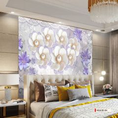 TRANH PVC ỐP TƯỜNG - VÁCH TRANG TRÍ TIVI PHÒNG KHÁCH - TRANH VÂN ĐÁ HOA 3D | MÃ Hoa3D-04