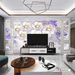 TRANH PVC ỐP TƯỜNG - VÁCH TRANG TRÍ TIVI PHÒNG KHÁCH - TRANH VÂN ĐÁ HOA 3D | MÃ Hoa3D-04