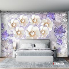 TRANH VẢI DÁN TƯỜNG 3D PHÒNG KHÁCH - TRANH HOA 3D | MÃ HOA3D-04