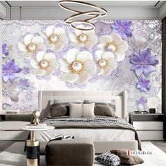 TRANH VẢI DÁN TƯỜNG 3D PHÒNG KHÁCH - TRANH HOA 3D | MÃ HOA3D-04