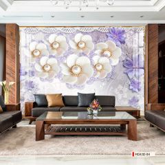 TRANH PVC ỐP TƯỜNG - VÁCH TRANG TRÍ TIVI PHÒNG KHÁCH - TRANH VÂN ĐÁ HOA 3D | MÃ Hoa3D-04