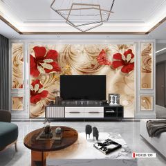 TRANH PVC ỐP TƯỜNG - VÁCH TRANG TRÍ TIVI PHÒNG KHÁCH, PHÒNG NGỦ - TRANH VÂN ĐÁ HOA 3D | MÃ Hoa3D-109