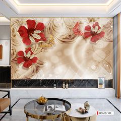 TRANH PVC ỐP TƯỜNG - VÁCH TRANG TRÍ TIVI PHÒNG KHÁCH, PHÒNG NGỦ - TRANH VÂN ĐÁ HOA 3D | MÃ Hoa3D-109