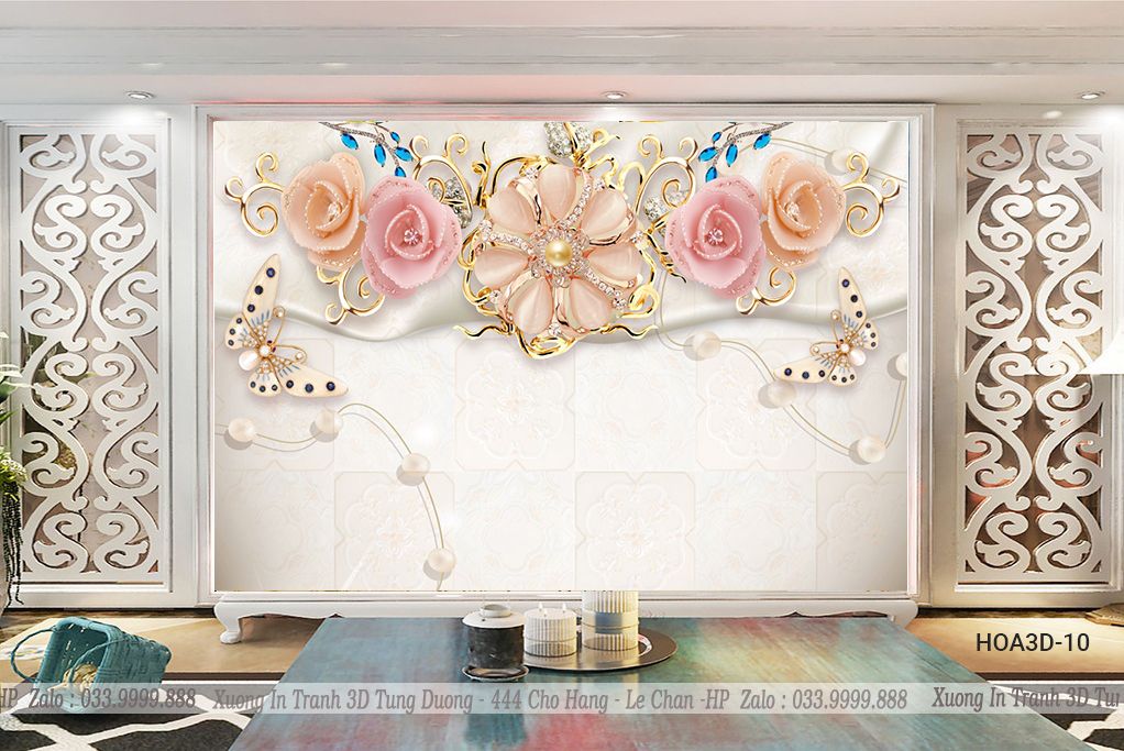 TRANH PVC ỐP TƯỜNG - VÁCH TRANG TRÍ PHÒNG NGỦ - TRANH VÂN ĐÁ HOA 3D | MÃ Hoa3D-10