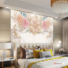 TRANH PVC ỐP TƯỜNG - VÁCH TRANG TRÍ PHÒNG NGỦ - TRANH VÂN ĐÁ HOA 3D | MÃ Hoa3D-10