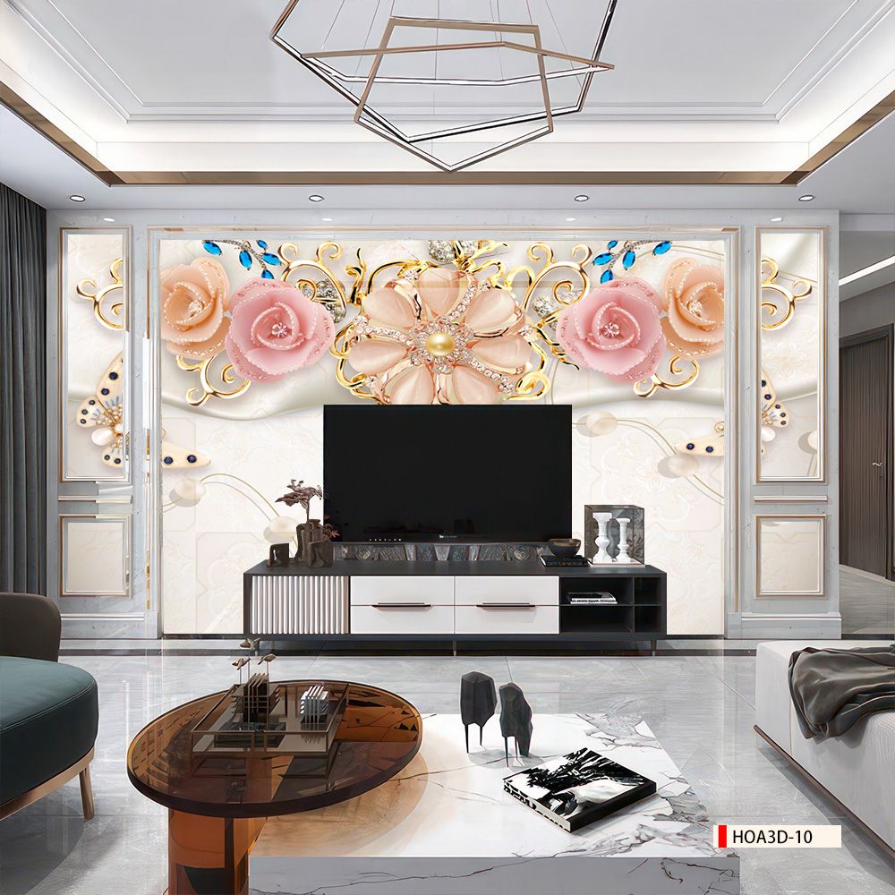 TRANH PVC ỐP TƯỜNG - VÁCH TRANG TRÍ PHÒNG NGỦ - TRANH VÂN ĐÁ HOA 3D | MÃ Hoa3D-10