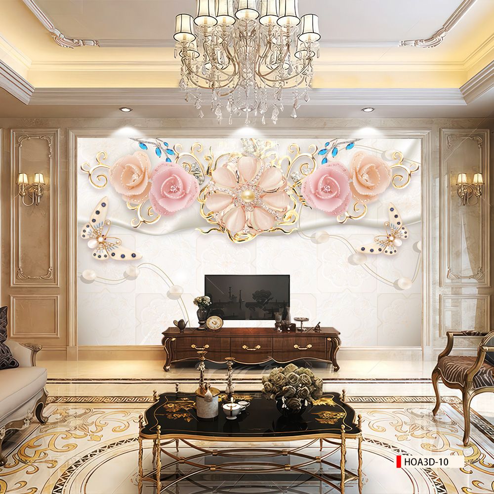 TRANH PVC ỐP TƯỜNG - VÁCH TRANG TRÍ PHÒNG NGỦ - TRANH VÂN ĐÁ HOA 3D | MÃ Hoa3D-10