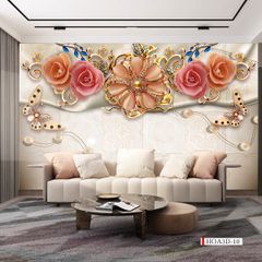 TRANH VẢI DÁN TƯỜNG 3D PHÒNG KHÁCH - TRANH HOA 3D | MÃ HOA3D-10