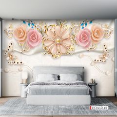 TRANH VẢI DÁN TƯỜNG 3D PHÒNG KHÁCH - TRANH HOA 3D | MÃ HOA3D-10