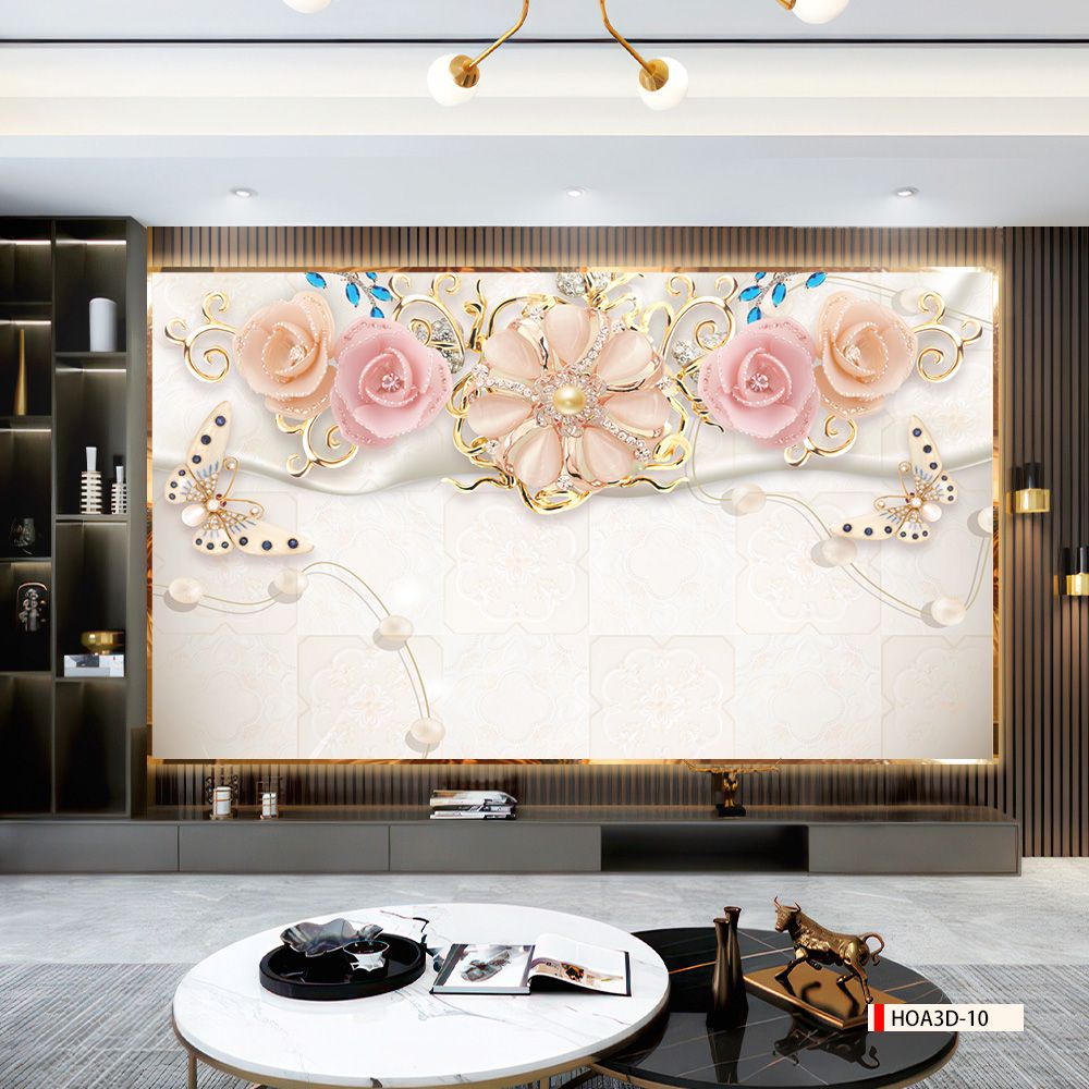 TRANH PVC ỐP TƯỜNG - VÁCH TRANG TRÍ PHÒNG NGỦ - TRANH VÂN ĐÁ HOA 3D | MÃ Hoa3D-10