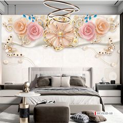TRANH VẢI DÁN TƯỜNG 3D PHÒNG KHÁCH - TRANH HOA 3D | MÃ HOA3D-10