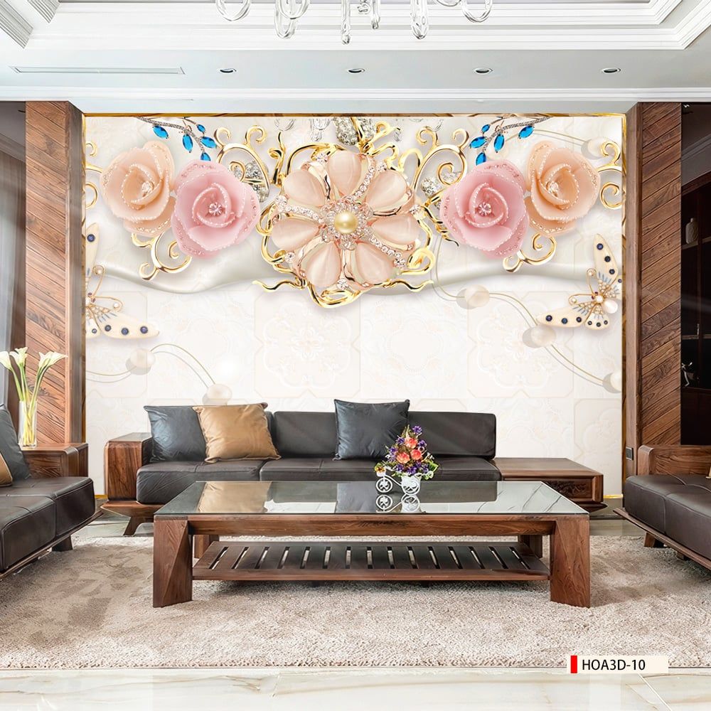 TRANH PVC ỐP TƯỜNG - VÁCH TRANG TRÍ PHÒNG NGỦ - TRANH VÂN ĐÁ HOA 3D | MÃ Hoa3D-10