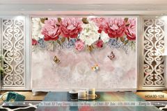 TRANH PVC ỐP TƯỜNG - VÁCH TRANG TRÍ TIVI PHÒNG KHÁCH, PHÒNG NGỦ - TRANH VÂN ĐÁ HOA 3D | MÃ Hoa3D-128