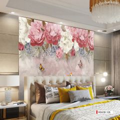 TRANH PVC ỐP TƯỜNG - VÁCH TRANG TRÍ TIVI PHÒNG KHÁCH, PHÒNG NGỦ - TRANH VÂN ĐÁ HOA 3D | MÃ Hoa3D-128