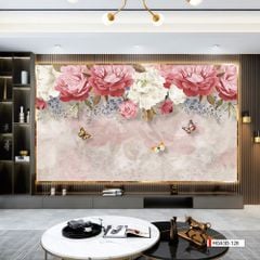 TRANH PVC ỐP TƯỜNG - VÁCH TRANG TRÍ TIVI PHÒNG KHÁCH, PHÒNG NGỦ - TRANH VÂN ĐÁ HOA 3D | MÃ Hoa3D-128