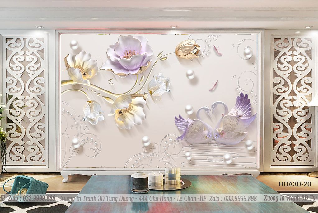 TRANH PVC ỐP TƯỜNG - VÁCH TRANG TRÍ PHÒNG NGỦ - TRANH VÂN ĐÁ HOA 3D | MÃ Hoa3D-20