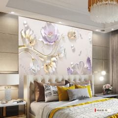 TRANH PVC ỐP TƯỜNG - VÁCH TRANG TRÍ PHÒNG NGỦ - TRANH VÂN ĐÁ HOA 3D | MÃ Hoa3D-20