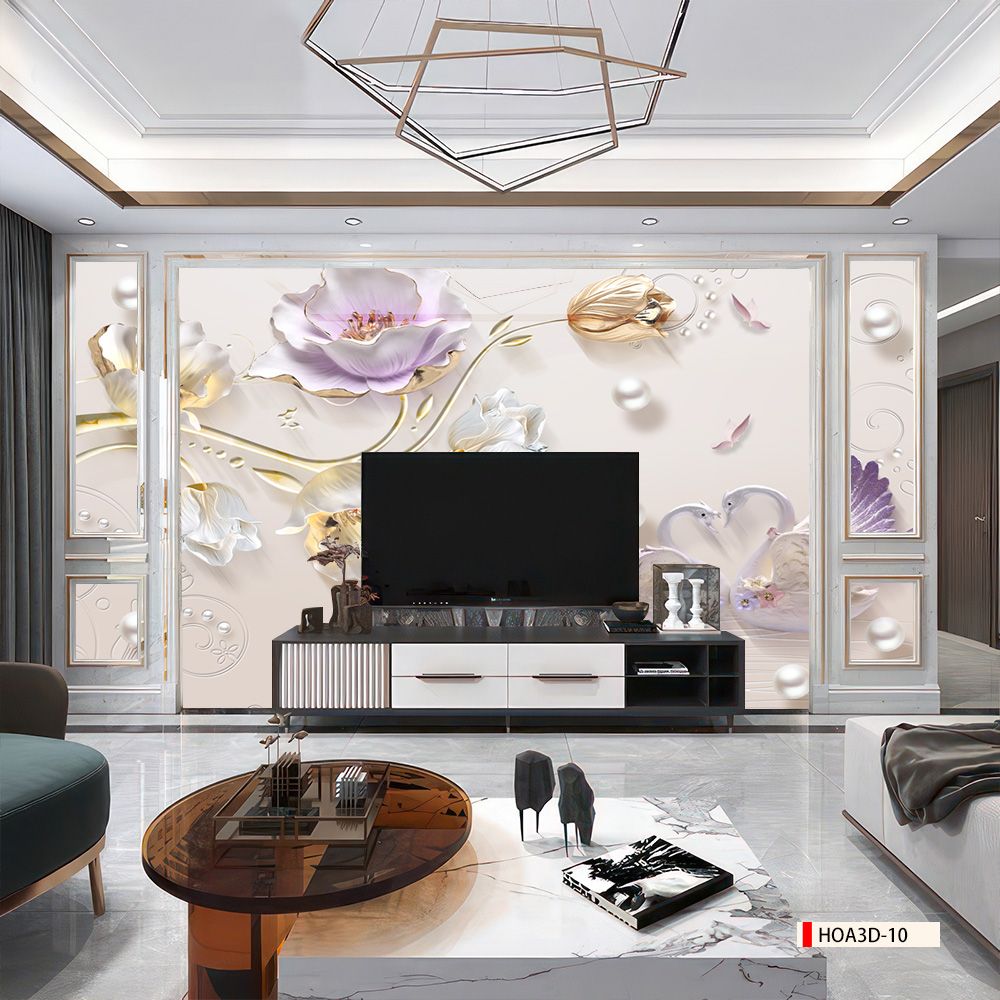 TRANH PVC ỐP TƯỜNG - VÁCH TRANG TRÍ PHÒNG NGỦ - TRANH VÂN ĐÁ HOA 3D | MÃ Hoa3D-20