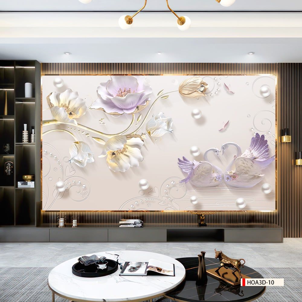 TRANH PVC ỐP TƯỜNG - VÁCH TRANG TRÍ PHÒNG NGỦ - TRANH VÂN ĐÁ HOA 3D | MÃ Hoa3D-20