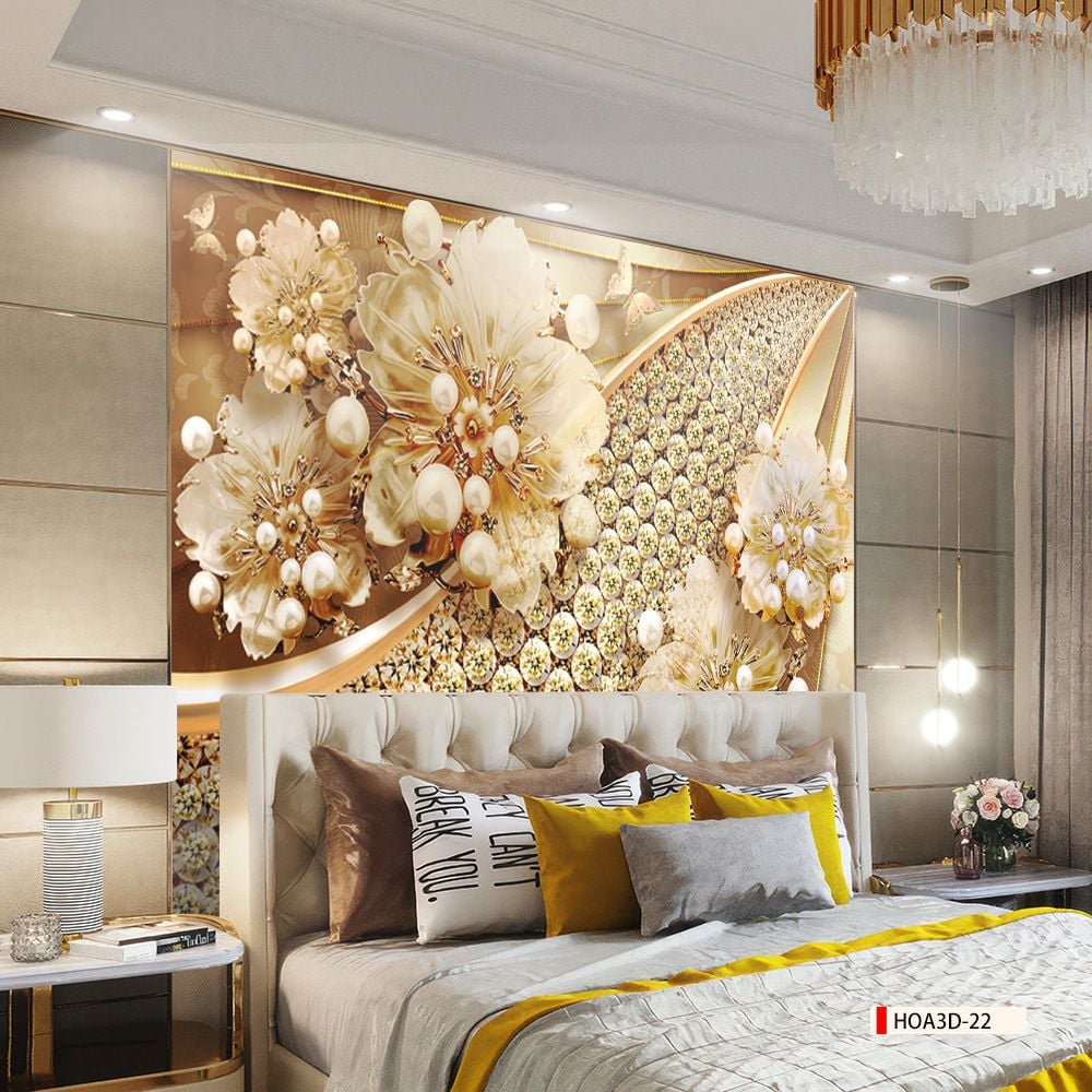 TRANH PVC ỐP TƯỜNG - VÁCH TRANG TRÍ PHÒNG KHÁCH - TRANH VÂN ĐÁ HOA 3D | MÃ Hoa3D-22