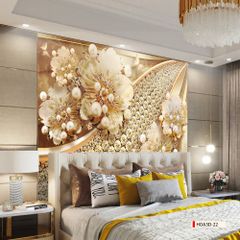 TRANH PVC ỐP TƯỜNG - VÁCH TRANG TRÍ PHÒNG KHÁCH - TRANH VÂN ĐÁ HOA 3D | MÃ Hoa3D-22