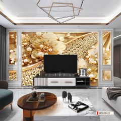 TRANH PVC ỐP TƯỜNG - VÁCH TRANG TRÍ PHÒNG KHÁCH - TRANH VÂN ĐÁ HOA 3D | MÃ Hoa3D-22