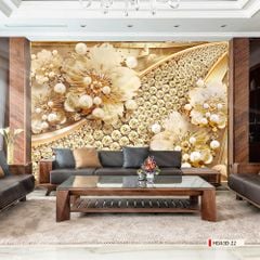TRANH PVC ỐP TƯỜNG - VÁCH TRANG TRÍ PHÒNG KHÁCH - TRANH VÂN ĐÁ HOA 3D | MÃ Hoa3D-22