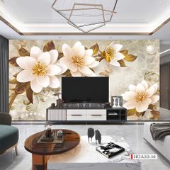 TRANH VẢI DÁN TƯỜNG 3D PHÒNG KHÁCH - TRANH HOA 3D | MÃ HOA3D-30