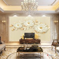 TRANH PVC ỐP TƯỜNG - VÁCH TRANG TRÍ SẢNH TIẾP KHÁCH - TRANH VÂN ĐÁ HOA 3D | MÃ Hoa3D-32