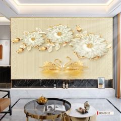 TRANH PVC ỐP TƯỜNG - VÁCH TRANG TRÍ SẢNH TIẾP KHÁCH - TRANH VÂN ĐÁ HOA 3D | MÃ Hoa3D-32