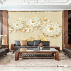 TRANH PVC ỐP TƯỜNG - VÁCH TRANG TRÍ SẢNH TIẾP KHÁCH - TRANH VÂN ĐÁ HOA 3D | MÃ Hoa3D-35