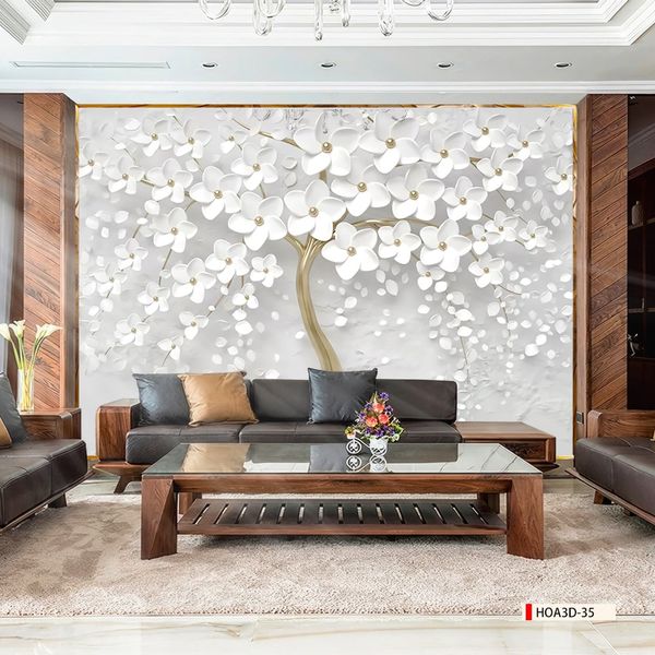 TRANH PVC ỐP TƯỜNG - VÁCH TRANG TRÍ SẢNH TIẾP KHÁCH - TRANH VÂN ĐÁ HOA 3D | MÃ Hoa3D-38